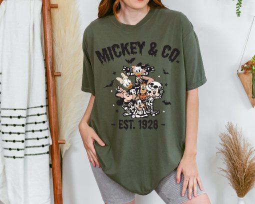 Mickey and Co T-Shirt Vintage Style Cartoon Characters Halloween Theme