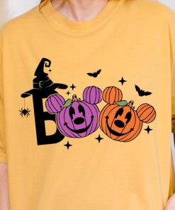 Halloween Boo T-Shirt, Cute Pumpkin Faces Tee, Spooky Witch Hat Design