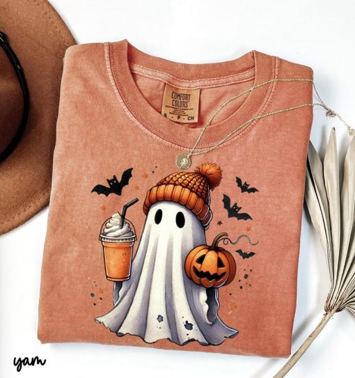 Halloween Ghost pumpkin spice latte Shirt, Cute Ghost Shirt