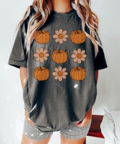 Comfort Colors® vintage floral Pumpkins T-shirt, retro Pumpkin tshirt