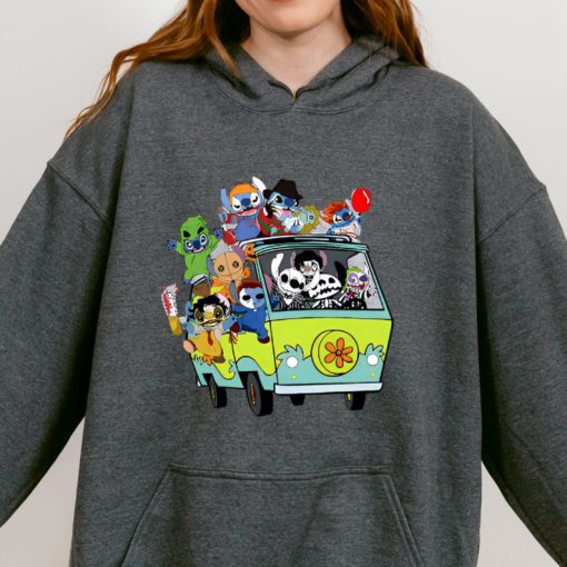 Halloween Stitch Sweatshirt, Horror Movie Characters Stitch Hoodie