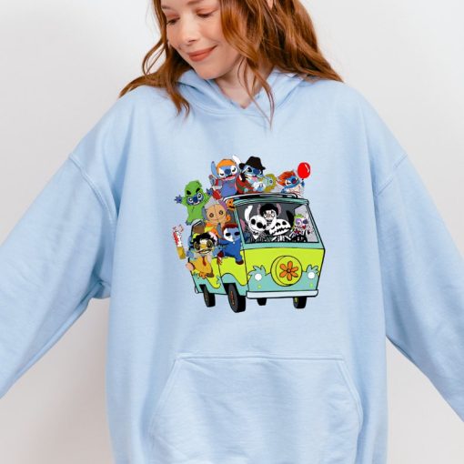 Halloween Stitch Sweatshirt, Horror Movie Characters Stitch Hoodie