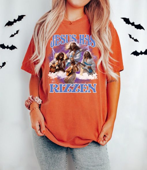 Jesus Has Rizzen Vintage Bootleg T-Shirt, Retro 90s Graphic Tee