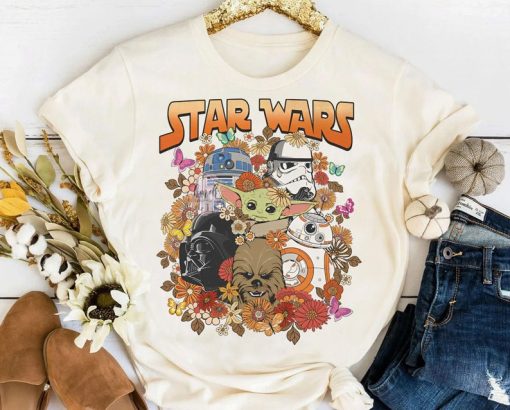 Vintage Disney Star Wars Characters Floral Shirt