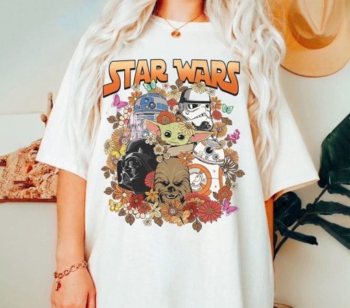 Vintage Disney Star Wars Characters Floral Shirt