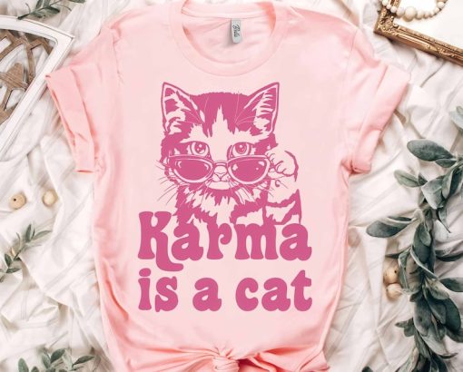 Karma Is A Cat Shirt, Swiftie Cat T-shirt, Taylor Eras Cat Lover Tee