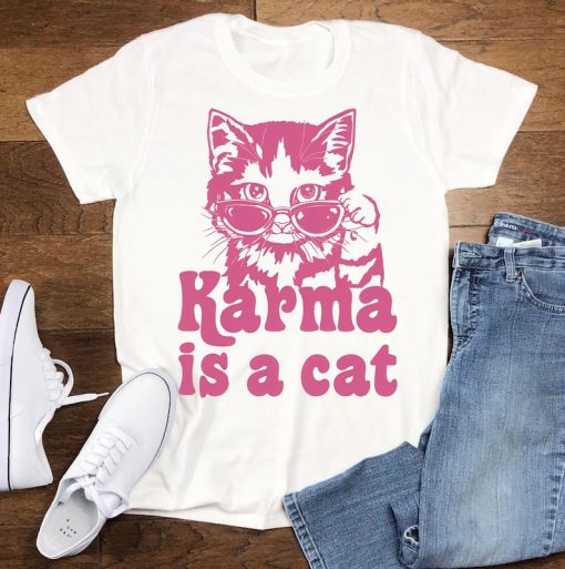 Karma Is A Cat Shirt, Swiftie Cat T-shirt, Taylor Eras Cat Lover Tee