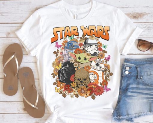 Vintage Disney Star Wars Characters Floral Shirt