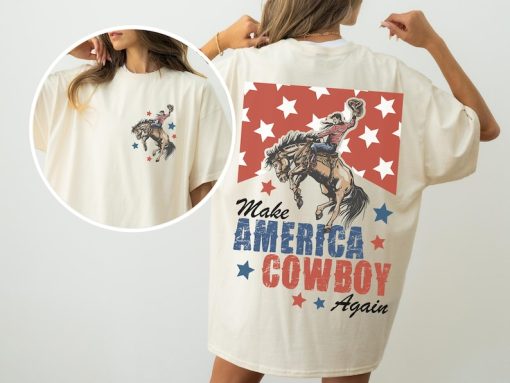 Make America Cowboy Again Shirt, Comfort Colors, Bucking Bronco