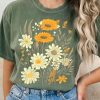 Vintage Pressed Flowers Comfort Colors Tshirt Boho Wildflowers