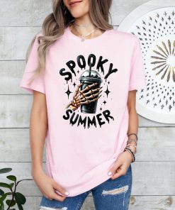 Spooky Summer Shirt, Summer Vibes Skeleton Shirt, Coffee Lover Shirt