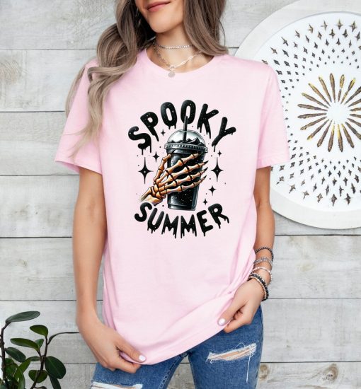 Spooky Summer Shirt, Summer Vibes Skeleton Shirt, Coffee Lover Shirt