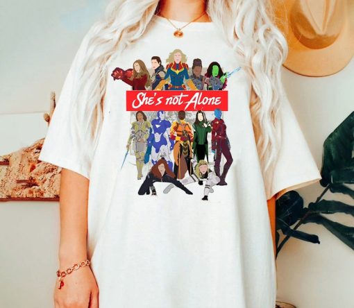 She Is Not Alone Shirt, Marvel Avengers Girls Gift T-shirt