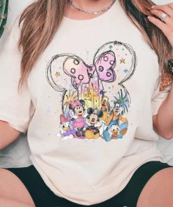 Retro Disney Castle Watercolor Mickey & Friends Shirt