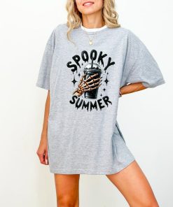 Spooky Summer Shirt, Summer Vibes Skeleton Shirt, Coffee Lover Shirt