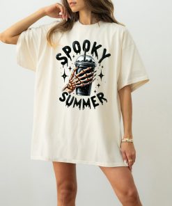 Spooky Summer Shirt, Summer Vibes Skeleton Shirt, Coffee Lover Shirt