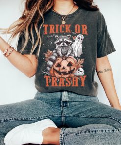 Trick or Trashy Raccoon Halloween Shirt - Retro Raccoon Tee