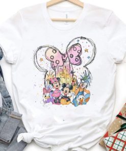 Retro Disney Castle Watercolor Mickey & Friends Shirt