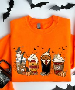 Coffee Cups Sweatshirt, Skull Coffee Cup Sweatshirt, Halloween Hoodie