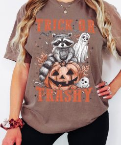 Trick or Trashy Raccoon Halloween Shirt - Retro Raccoon Tee