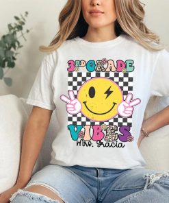 Grade Vibes Smile Face Shirt, Custom Teacher Name Shirt