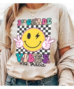 Grade Vibes Smile Face Shirt, Custom Teacher Name Shirt