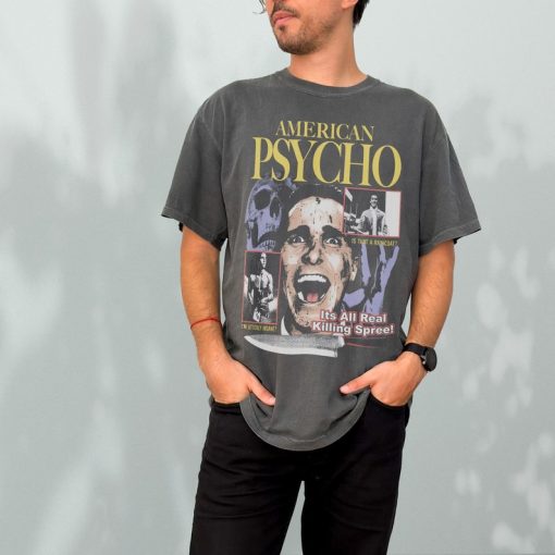 American Psycho Graphic T-Shirt, Retro Horror Movie Bootleg Shirt