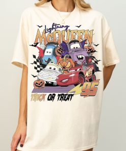 Vintage Disney Cars Halloween Trick Or Treat Shirt, Mcqueen, Mater