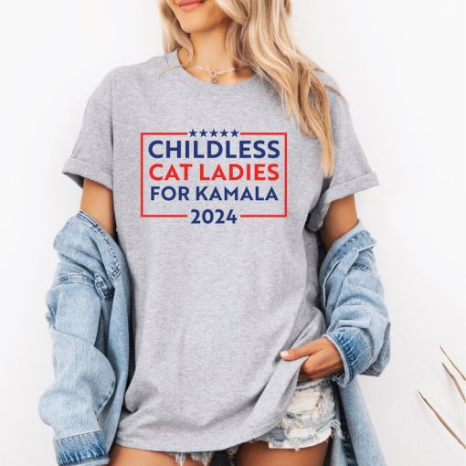 Childless Cat Ladies for Kamala T-Shirt, Kamala Harris Cat Lady Shirt