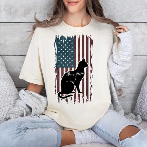 Cat Lady Kamala Harris Shirt Vote Shirt Harris 2024 Shirt Vote Blue