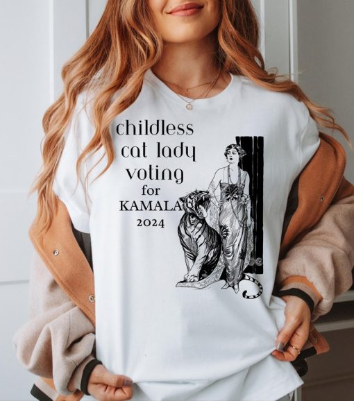 Cat Ladies For Kamala Shirt Kamala Harris 2024 President Shirt Cat Mom