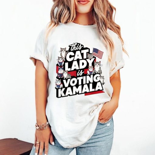 Cat Lady Voting for Kamala Harris shirt, Kameowla Brat Shirts