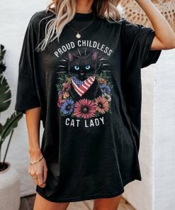 Proud Childless Cat Lady Shirt, Funny Cat Lady Shirt, Black Cat