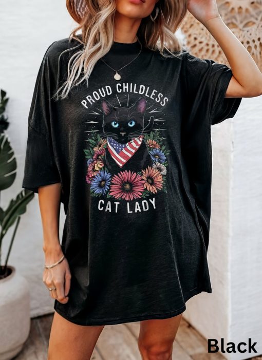 Proud Childless Cat Lady Shirt, Funny Cat Lady Shirt, Black Cat