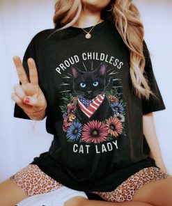 Proud Childless Cat Lady Shirt, Funny Cat Lady Shirt, Black Cat