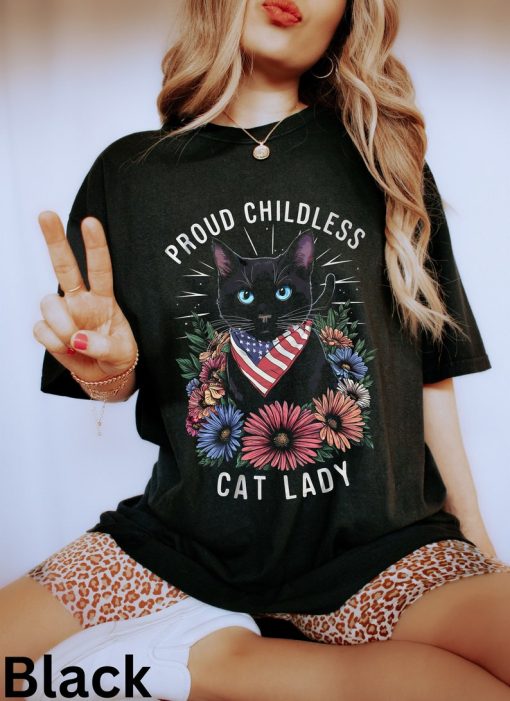 Proud Childless Cat Lady Shirt, Funny Cat Lady Shirt, Black Cat