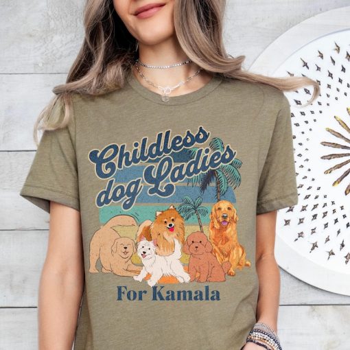 Childless Dog Lady For Kamala Harris 2024 Shirt Kamala Coconut Tree