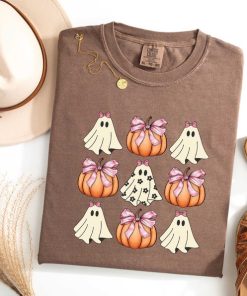 Spooky Halloween Shirt, Pumpkin Ribbon Tee, Comfort Colors