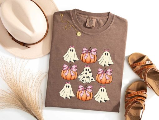 Spooky Halloween Shirt, Pumpkin Ribbon Tee, Comfort Colors