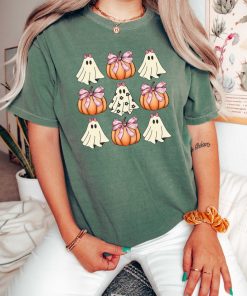 Spooky Halloween Shirt, Pumpkin Ribbon Tee, Comfort Colors