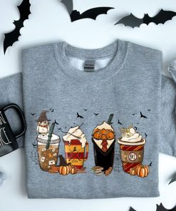 Coffee Cups Sweatshirt, Skull Coffee Cup Sweatshirt, Halloween Hoodie