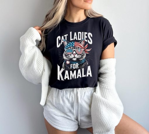 Cat Ladies For Kamala T-Shirt | Kamala Harris 2024 President Shirt