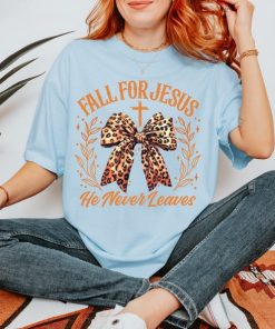 Christian Halloween Shirt, Fall For Jesus He Never Leaves Shirt