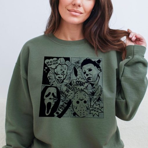 Halloween Horror Characters Sweatshirt, Scary Movie Sweatshirt