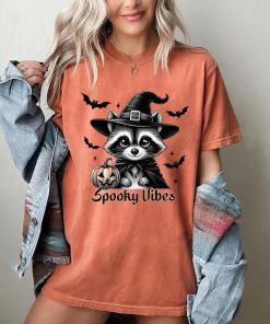 Spooky Vibes Raccoon Halloween, Comfort Color T-shirt, Halloween Gift