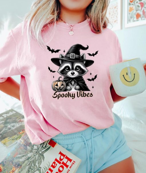 Spooky Vibes Raccoon Halloween, Comfort Color T-shirt, Halloween Gift