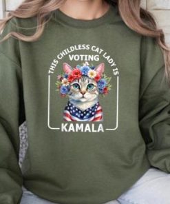 Childless Cat Lady Kamala Sweatshirt, Ladies Voting Kamala Sweatshirt