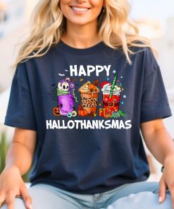 Happy HalloThanksMas Coffe Shirt, Funny Gnome Shirt