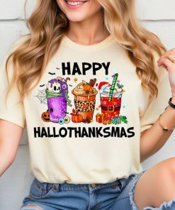 Happy HalloThanksMas Coffe Shirt, Funny Gnome Shirt