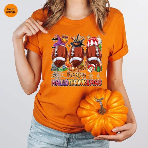 Happy Hallothanksmas Football Shirt, Football Halloween Shirt